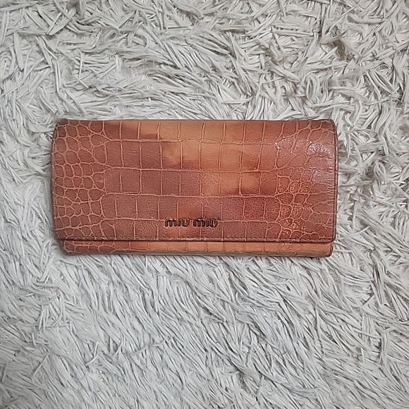 Miu Miu Wallet Long Wallet Leather Crocodile Womens - Used Flawed - Picture 3 of 13